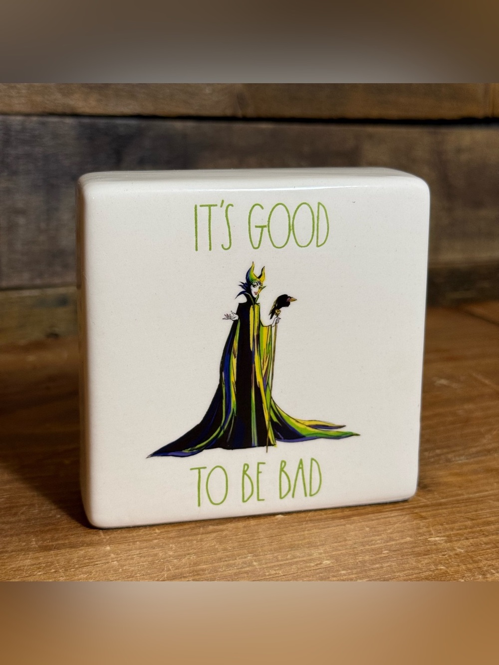 Rae Dunn, Disney Maleficent Art Block. “It’s Good To Be Bad” Table Decor.